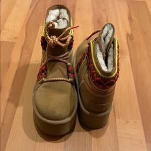 UGG Women's Brown Boots with Red and Yellow Accents